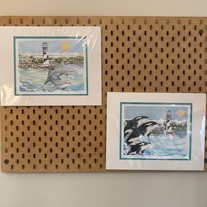 Orca & Dolphin Matted Watercolor Prints